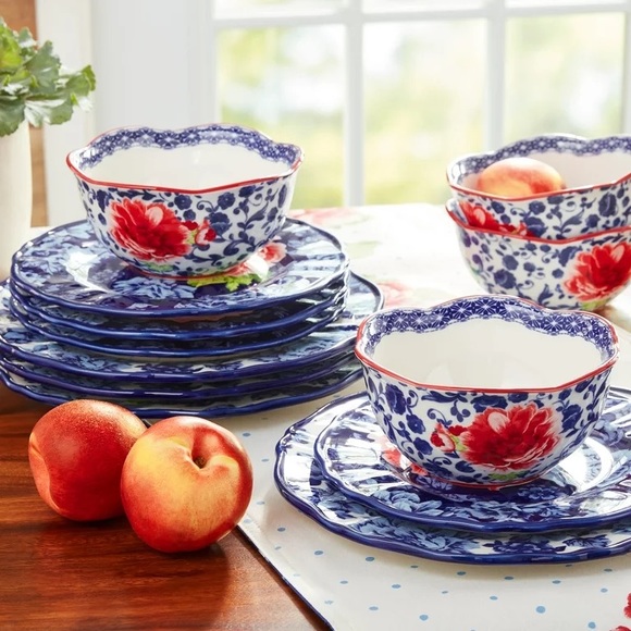 🌺 New The Pioneer Woman Heritage Floral 12-Piece Stoneware Dinnerware - Picture 1 of 10
